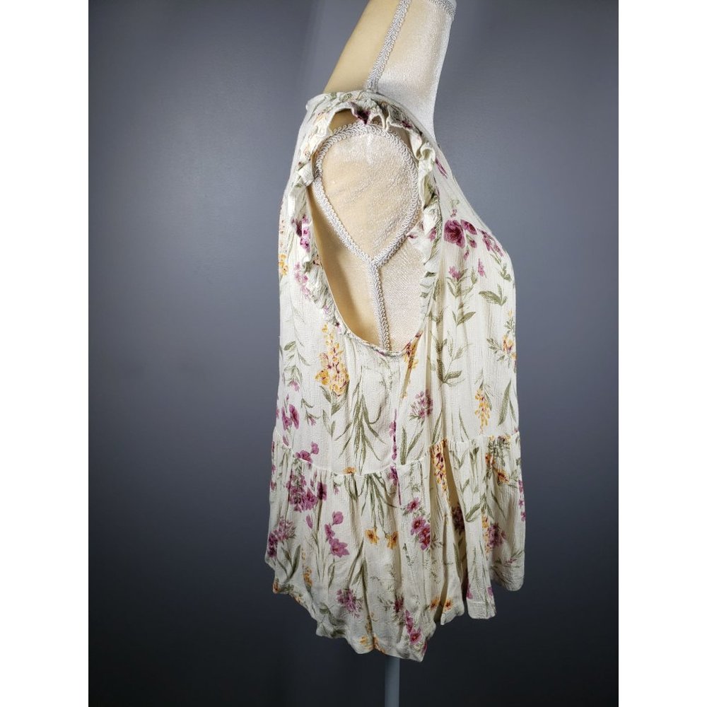 American Eagle Floral Flutter Sleeve Top Women's Size L. - Picture 3 of 5